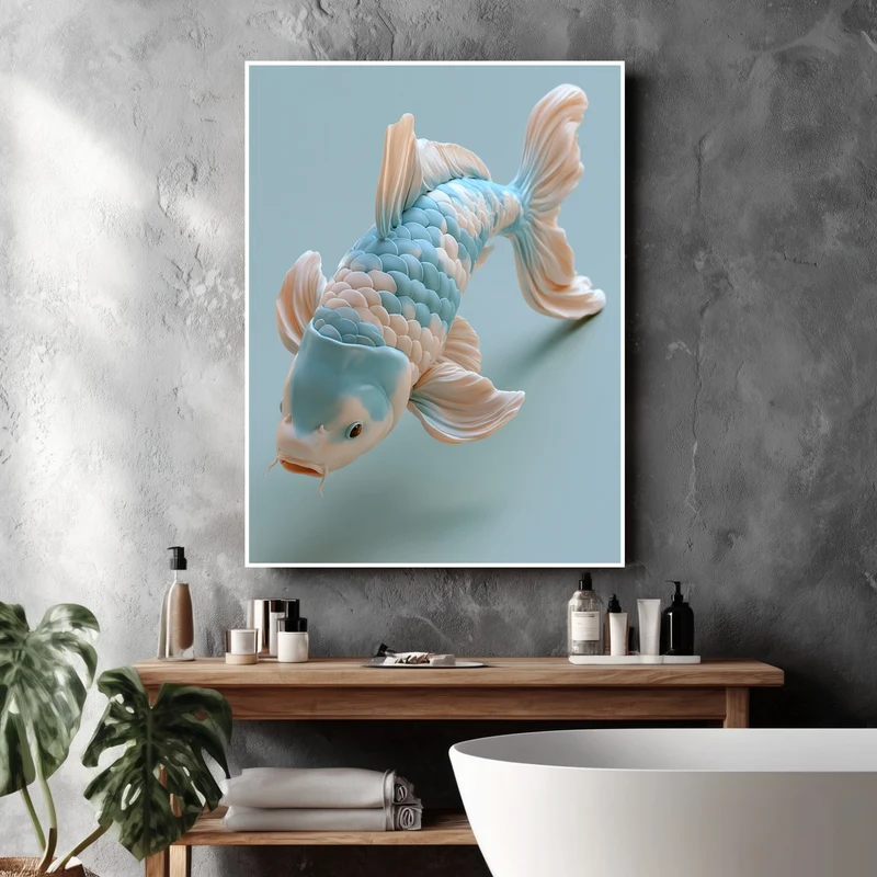 Koi Fisch Pastellblau Poster