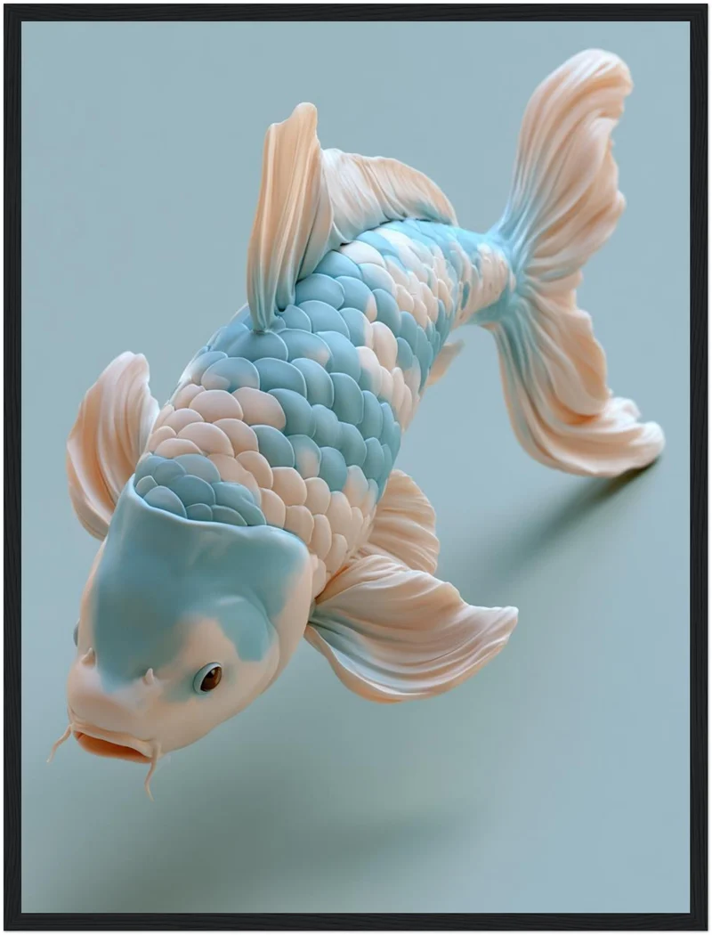 Koi Fisch Pastellblau Poster