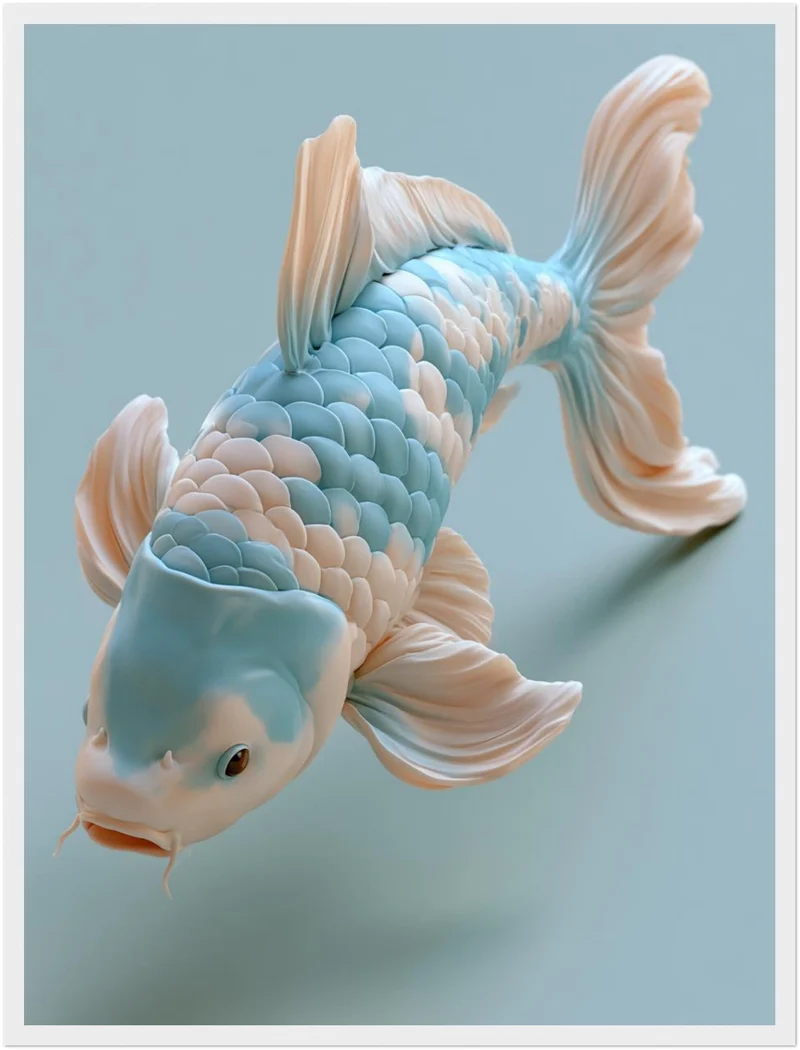 Koi Fisch Pastellblau Poster