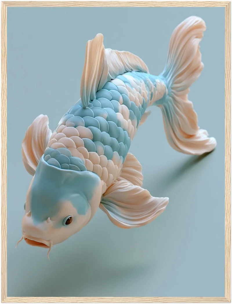 Koi Fisch Pastellblau Poster
