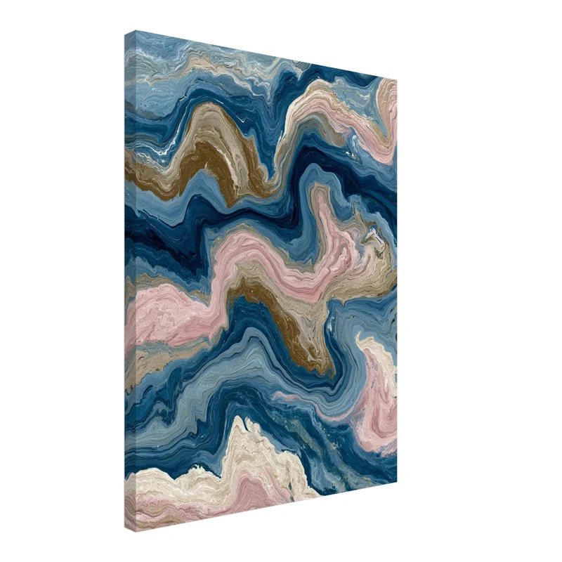 Marmor Fluid Art blau rosa Leinwand