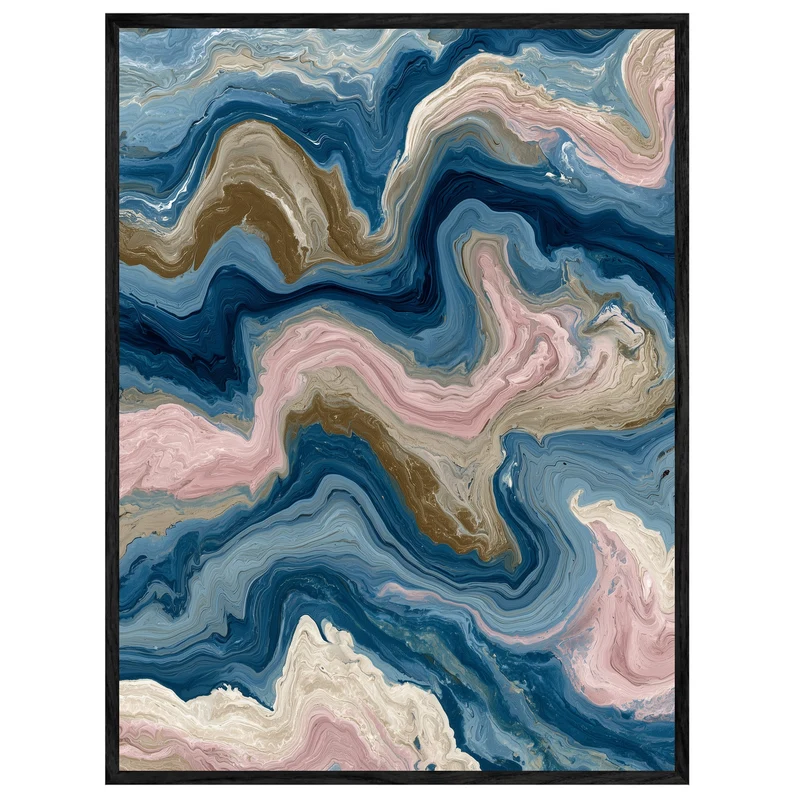 Marmor Fluid Art blau rosa Leinwand