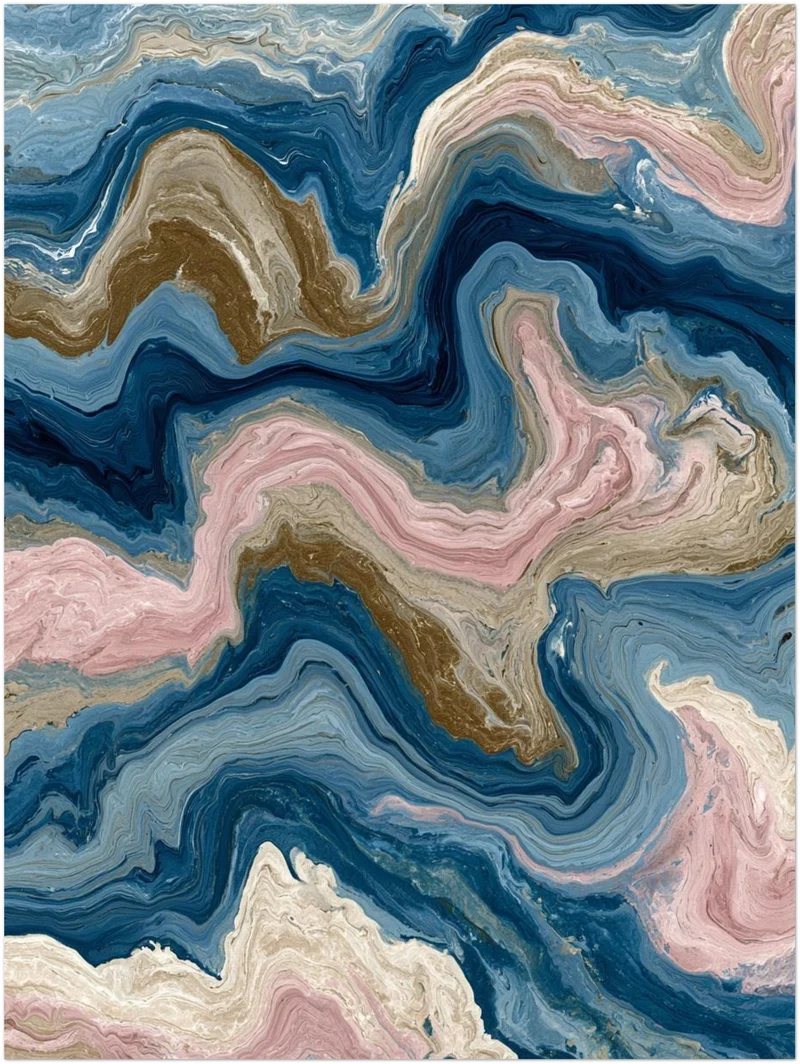 Marmor Fluid Art blau rosa Poster