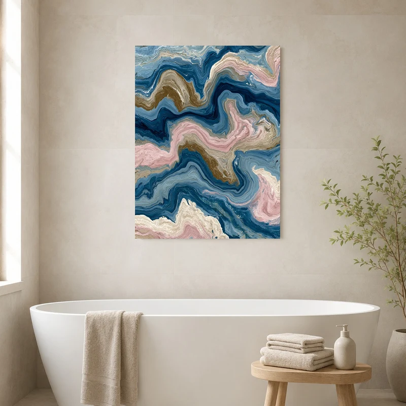 Marmor Fluid Art blau rosa Poster
