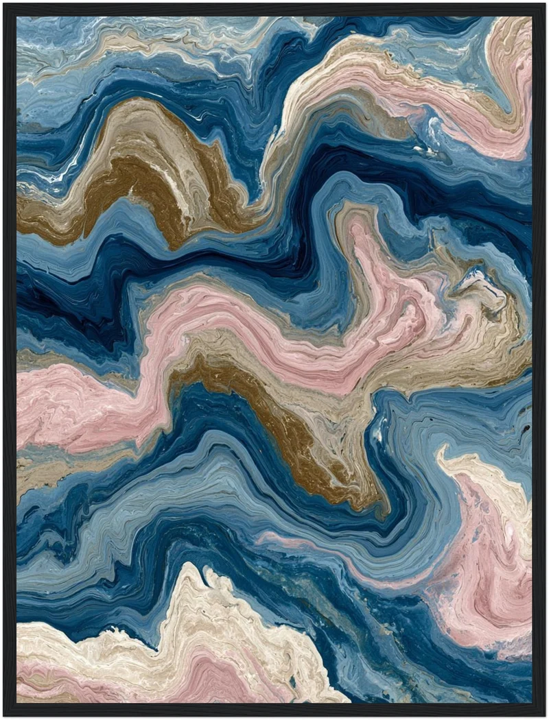Marmor Fluid Art blau rosa Poster