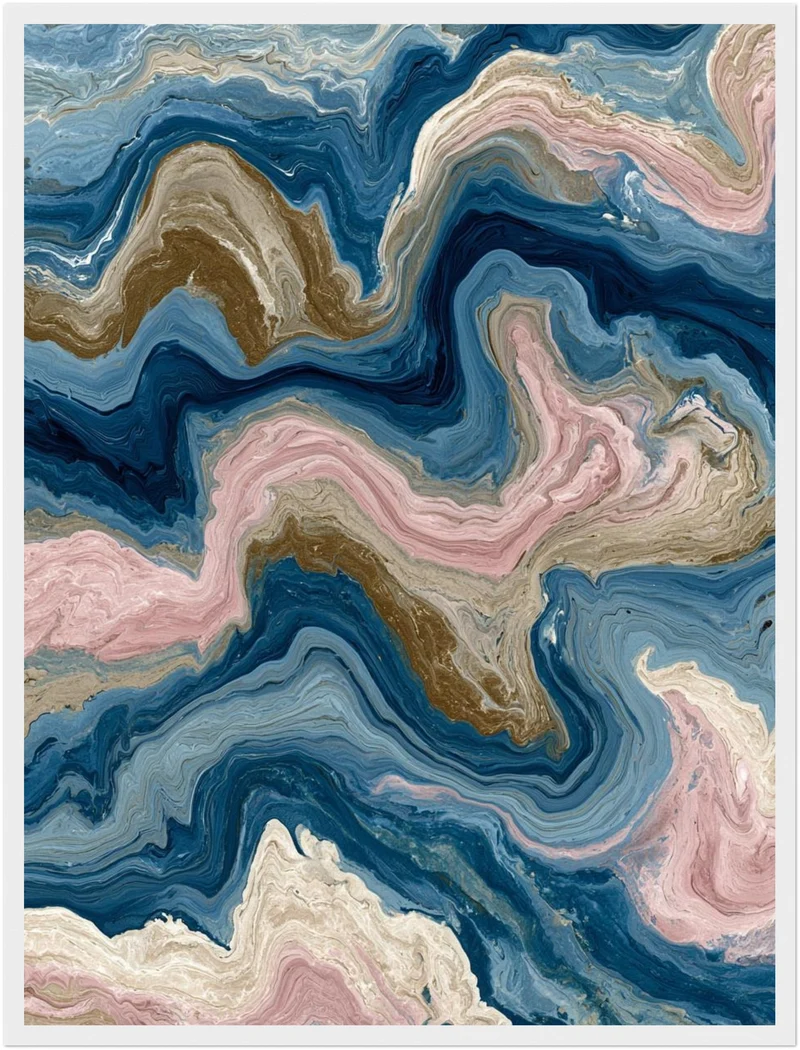 Marmor Fluid Art blau rosa Poster