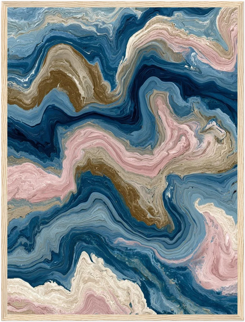 Marmor Fluid Art blau rosa Poster