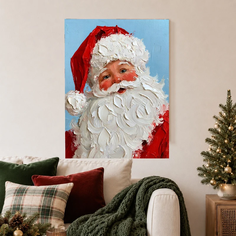 Froher Weihnachtsmann Retro Leinwand