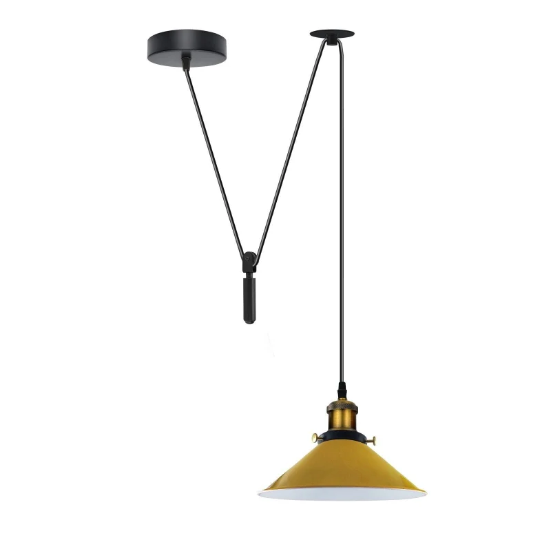 Höhenverstellbare Vintage Pendelleuchte mit Flaschenzug ~3188