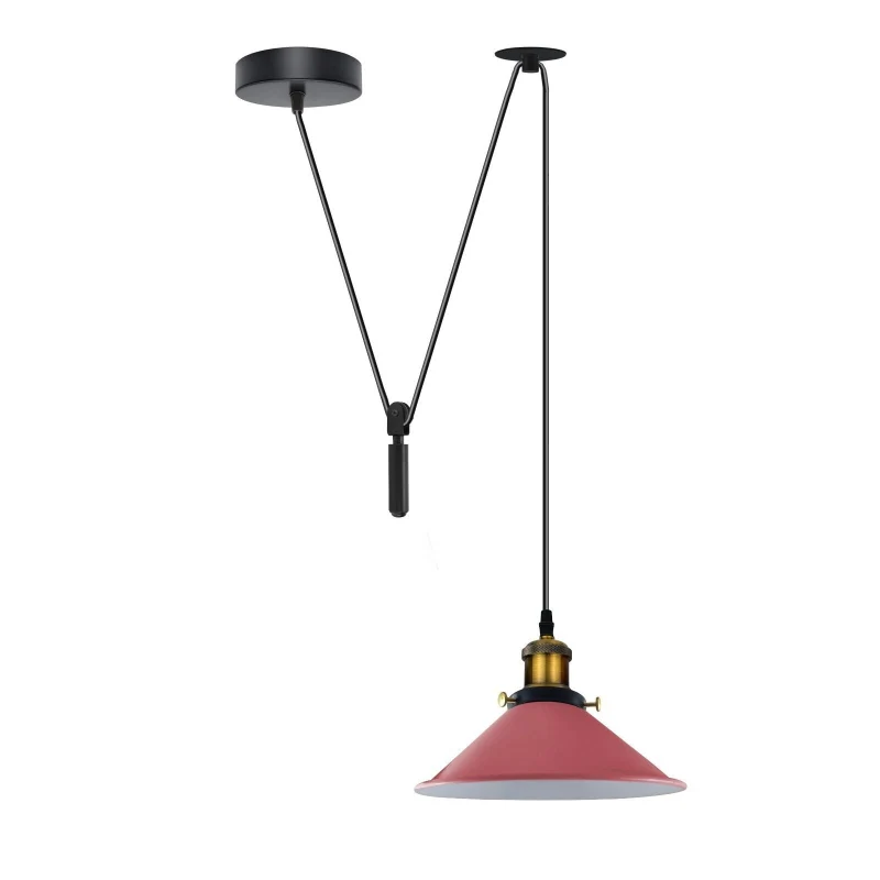 Höhenverstellbare Vintage Pendelleuchte mit Flaschenzug ~3188