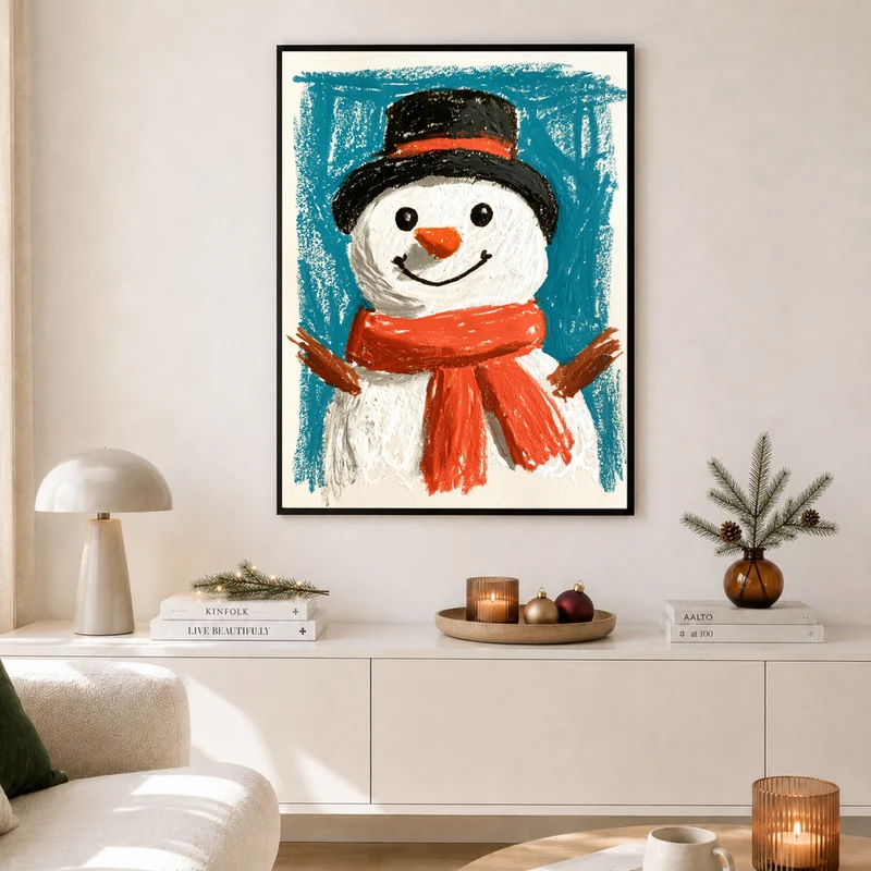 Fröhlicher Schneemann im Winter Poster