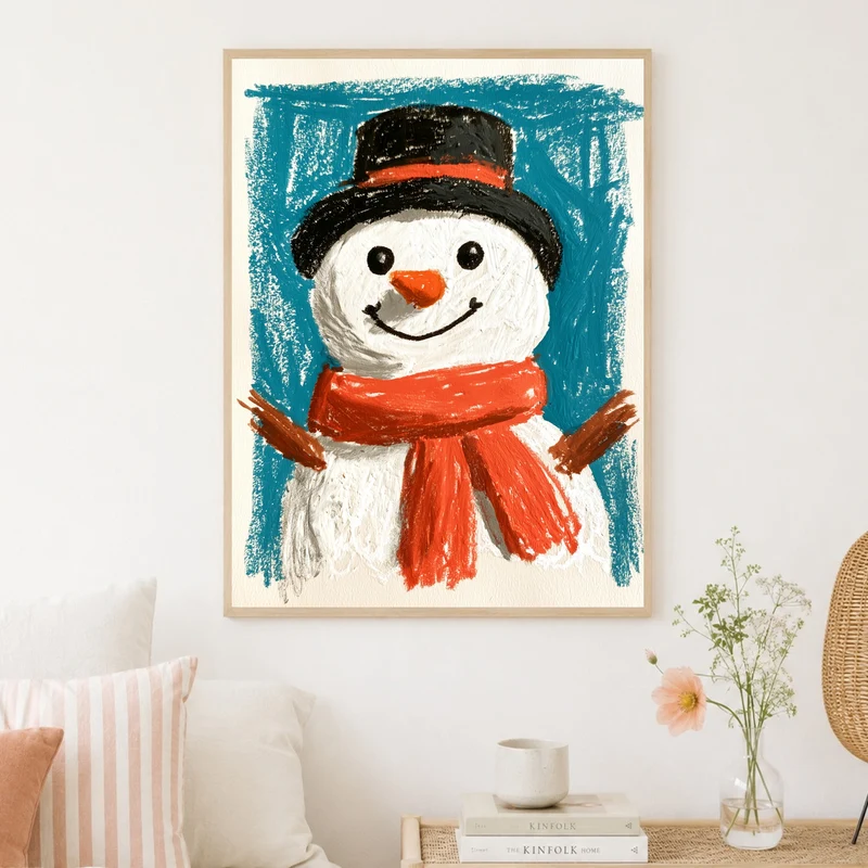 Fröhlicher Schneemann im Winter Poster
