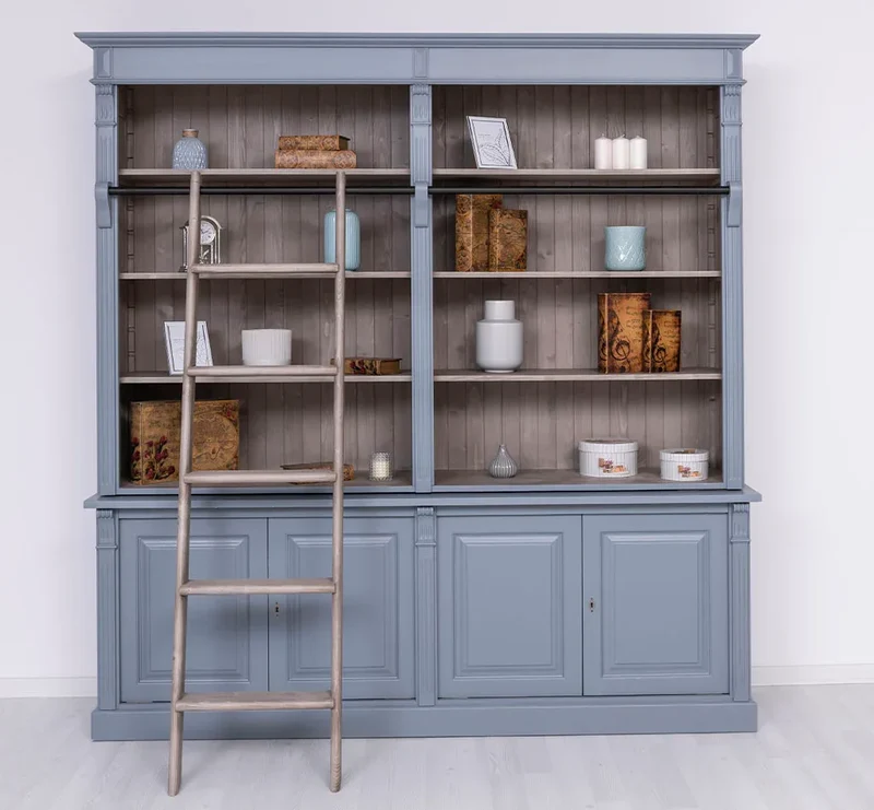 Vintage Bücherregal aus Massivholz | Bibliothek mit 4 Türen