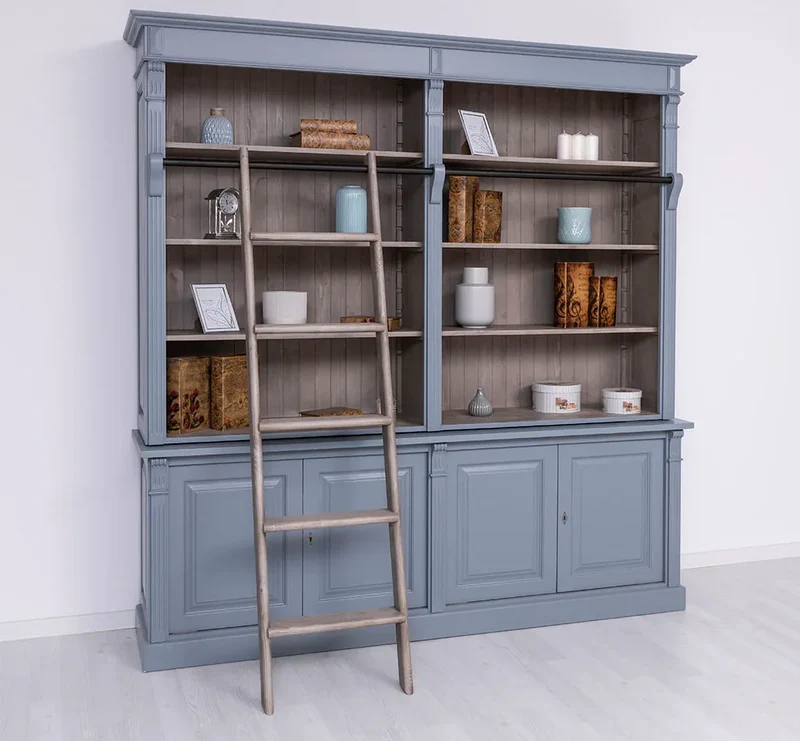 Vintage Bücherregal aus Massivholz | Bibliothek mit 4 Türen