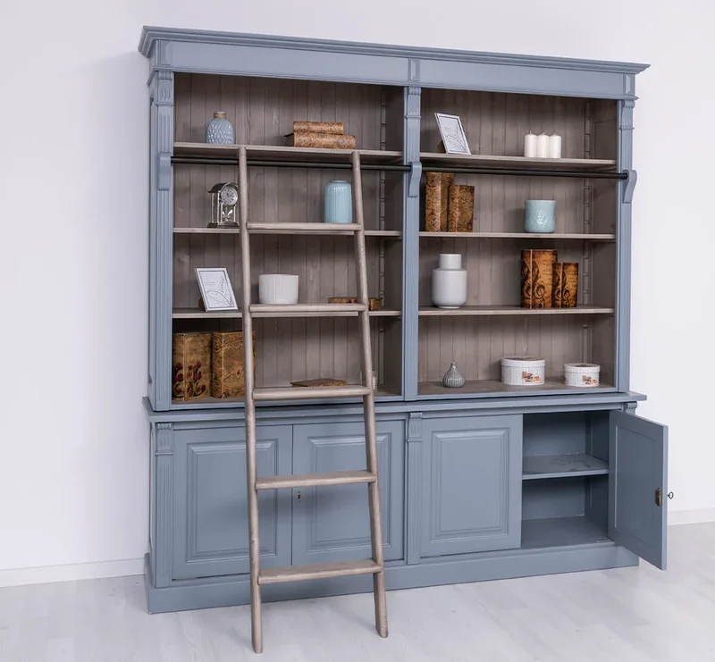 Vintage Bücherregal aus Massivholz | Bibliothek mit 4 Türen