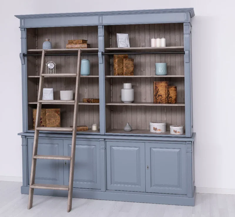 Vintage Bücherregal aus Massivholz | Bibliothek mit 4 Türen