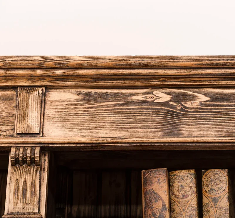 Vintage Bücherregal aus Massivholz | Bibliothek mit 4 Türen