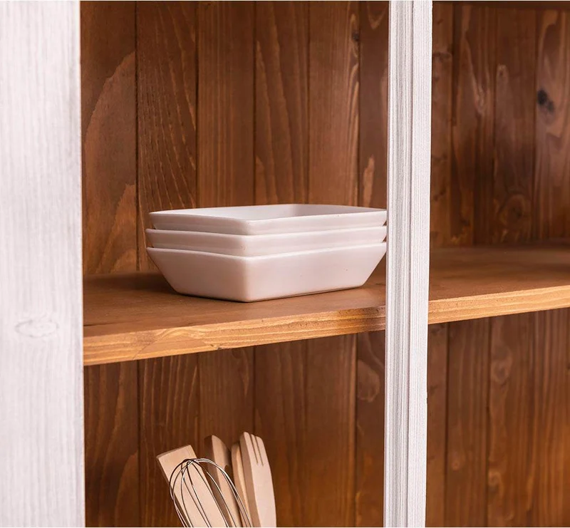 Großer Geschirrschrank aus Massivholz | Vitrine | 2-teilig | 9 Türen | 6 Schubladen
