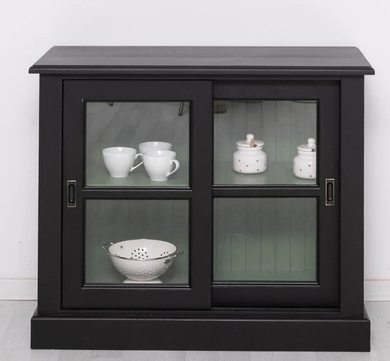 Vitrine aus Massivholz | Sideboard mit Schiebetür
