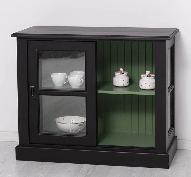 Vitrine aus Massivholz | Sideboard mit Schiebetür