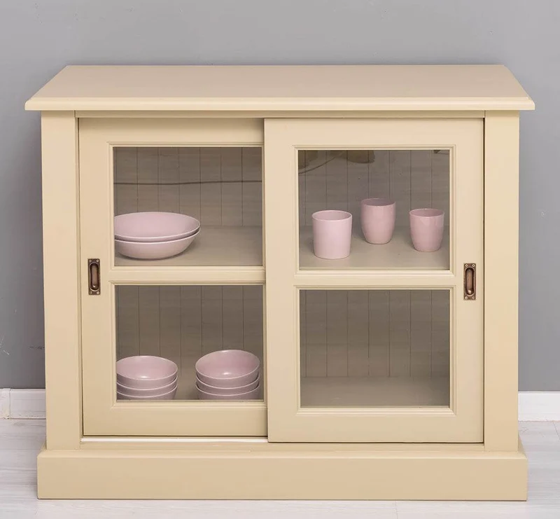 Vitrine aus Massivholz | Sideboard mit Schiebetür