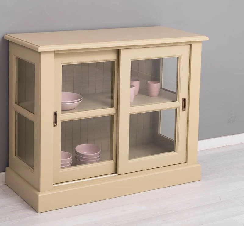 Vitrine aus Massivholz | Sideboard mit Schiebetür