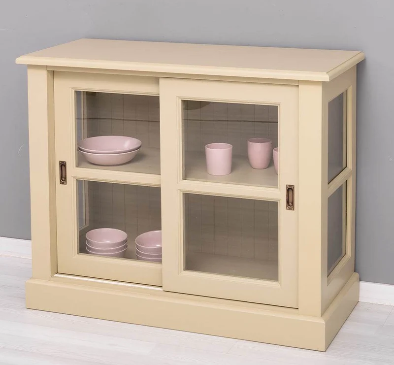 Vitrine aus Massivholz | Sideboard mit Schiebetür
