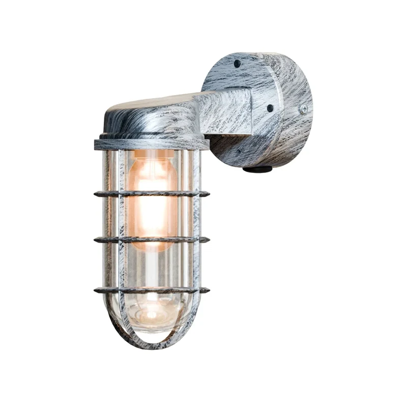 Nautische Bunker Außen Wandleuchte Gitter Glas IP44 ~3222