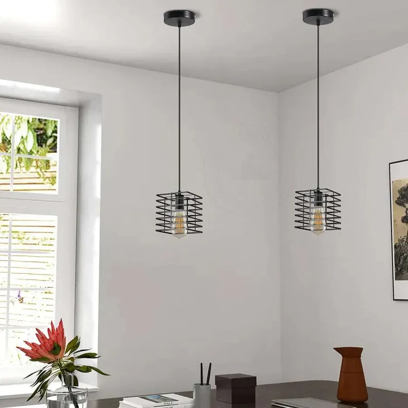 Moderne Pendelleuchten Quadrat Drahtkäfig~3216