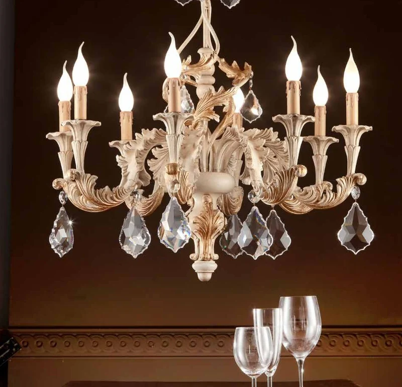 Casa Padrino Barock Kronleuchter Elfenbein Ø 75 x H. 85 cm 8-flammig - Handgefertigte Leuchte aus Italien - Barock Leuchten