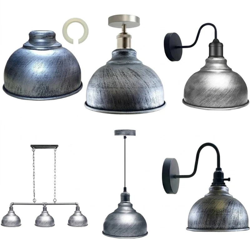 Industrie-Lampenschirm Silber für Decke, Wand & Pendel ~3180