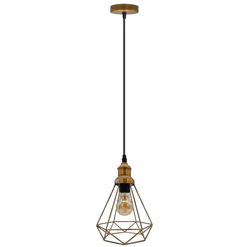 Vintage Deckenabhänger,Wandleuchte Diamant Drahtkäfig~3177