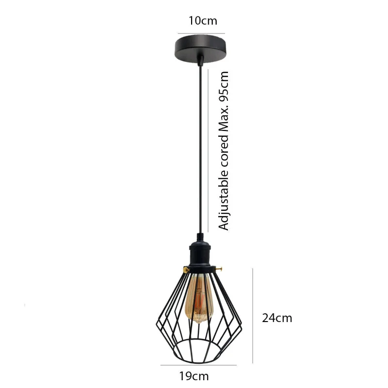 LEDSONE Industrial Pendelleuchte mit Drahtkäfig Schirm ~3175