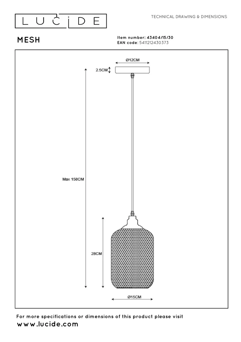 Pendelleuchte Mesh Ø 15cm höhenverstellbar