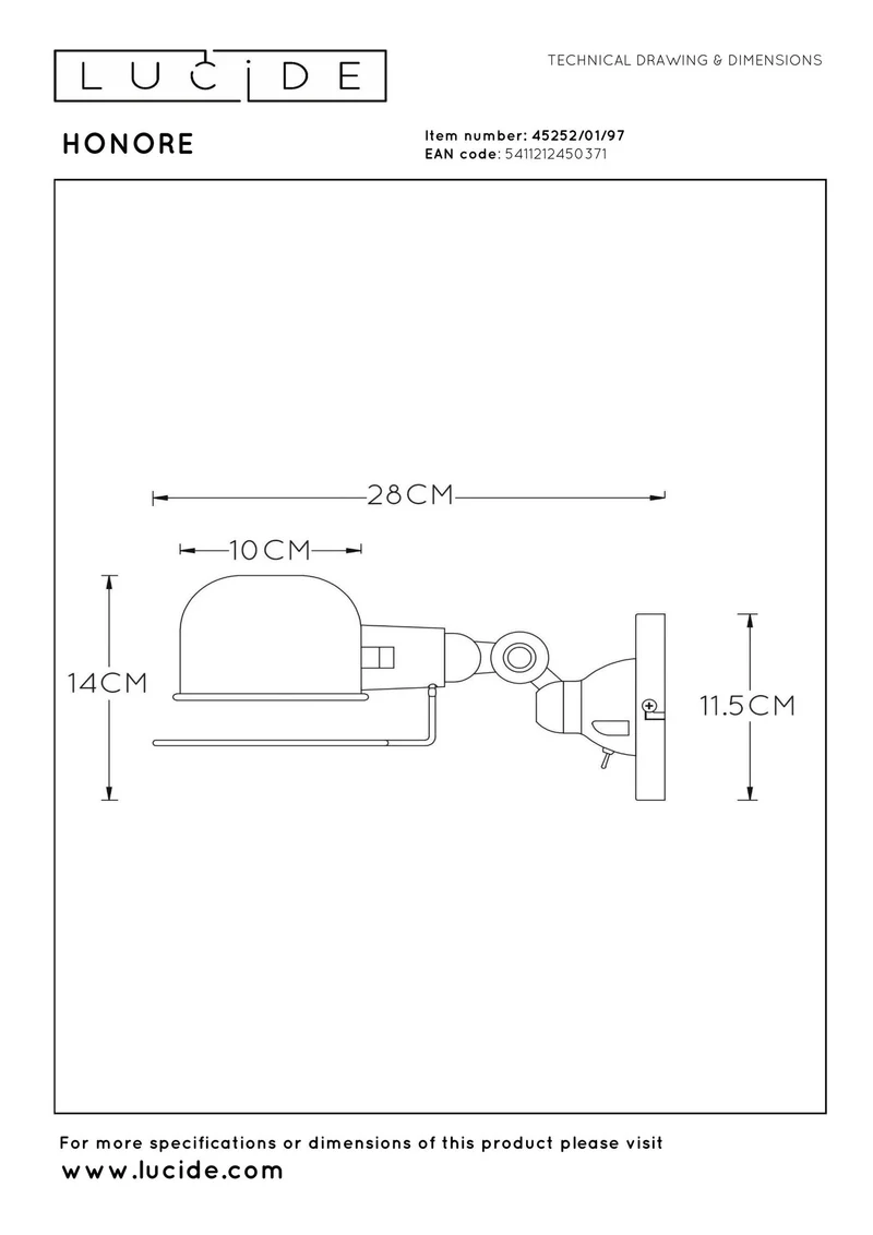 Wandleuchte Honore 28,2cm schwenkbar Rostfarben