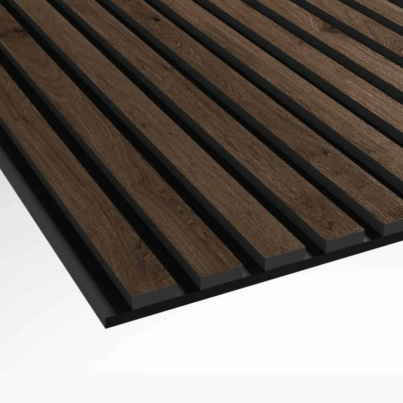 Smoked Oak Wood Slat Wall Panelling – 280x60 cm