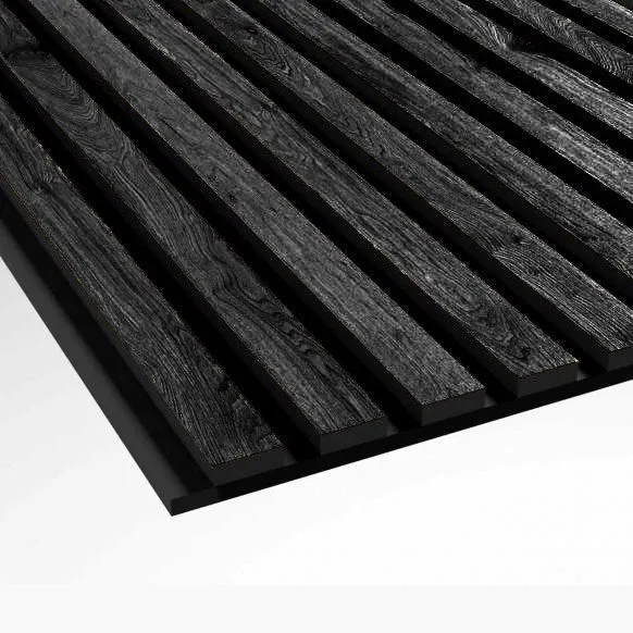 Charcoal Wood Slat Wall Panelling – 280x60 cm