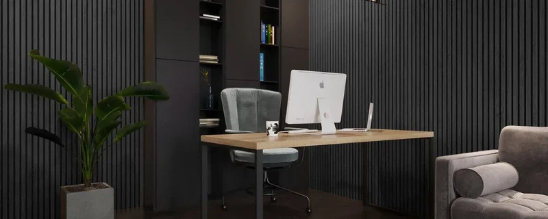 Charcoal Wood Slat Wall Panelling – 280x60 cm