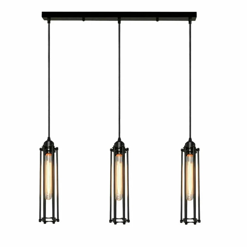 Industrie Pendelleuchte Schwarz Zylinder Käfig E27 ~3167