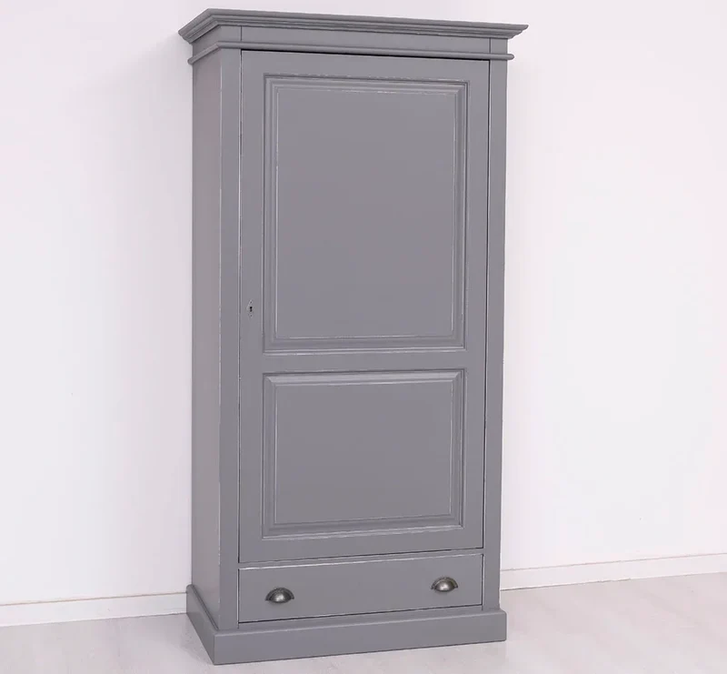 Kleiderschrank aus Massivholz mit Schublade und Kleiderstange