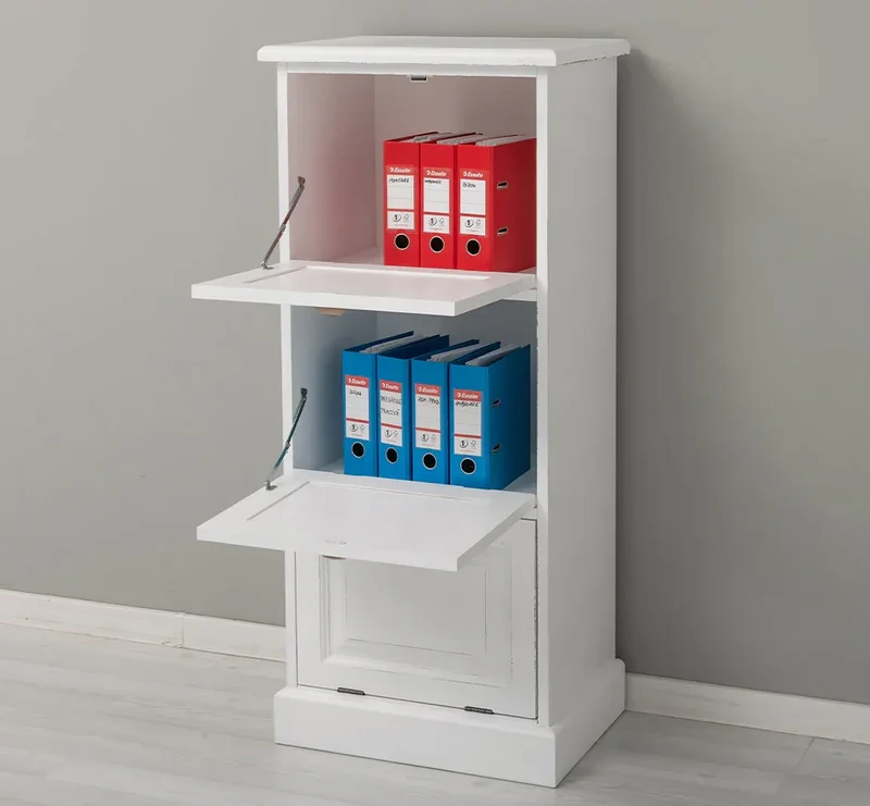 Kommode aus Massivholz mit Kippfächern - Aktenschrank - Büroschrank