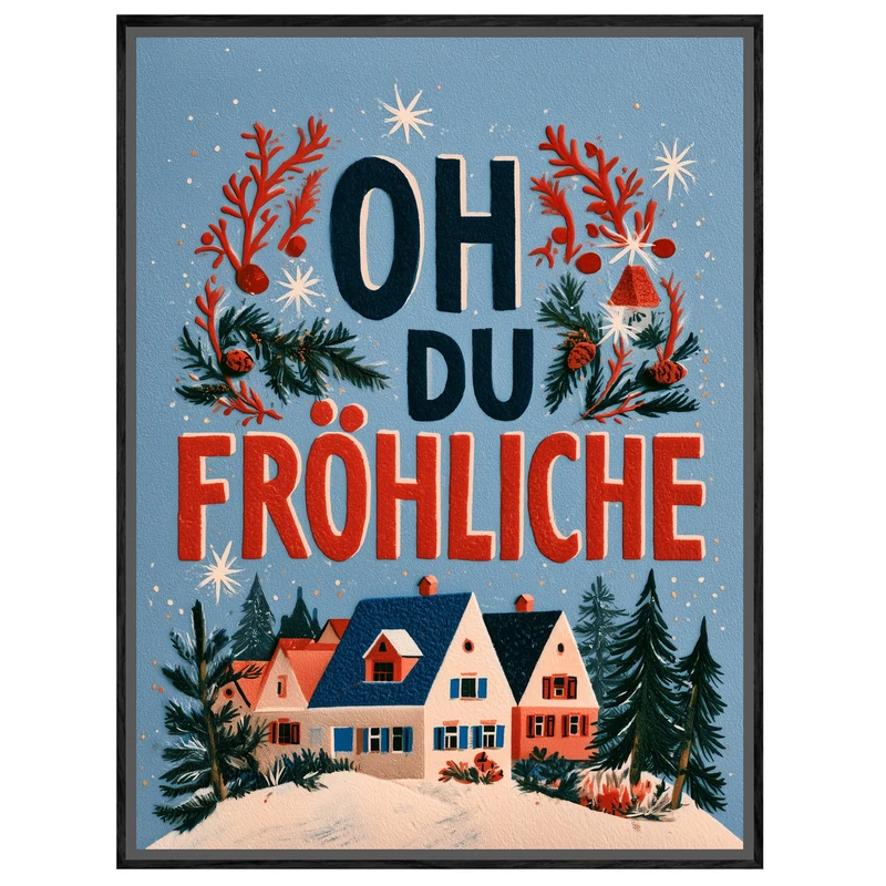 Oh du fröhliche Winterdorf Leinwand