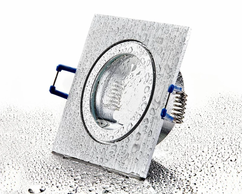 LED Einbaustrahler Flach IP44 - Alu gebürstet Eckig 5W LED Dimmbar - Banja