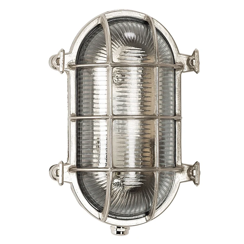 Casa Padrino Jugendstil Schiffslampe 17 x 12 x H. 25 cm - Nickel - Nostalgische Wetterfeste Außenleuchte