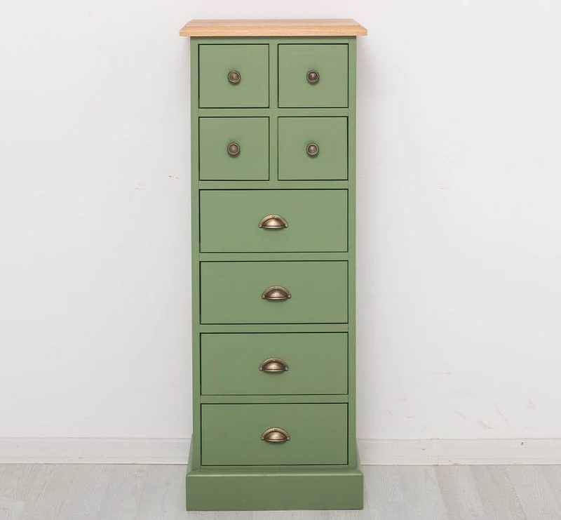 Schmale Apothekerkommode mit 8 Schubladen - in verschiedenen Farben