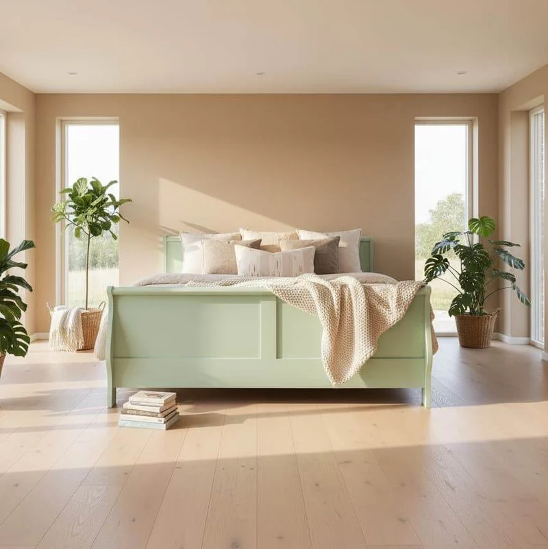 Landhausbett mit geschwungenem Kopf- und Fußteil mit Schubkästen