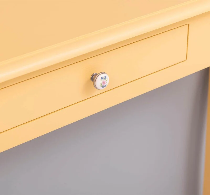 Konsolentisch aus Massivholz mit Schublade und geschwungenen Beinen