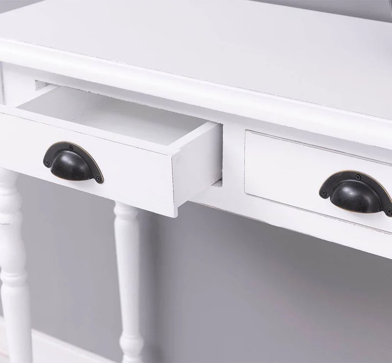 Konsolentisch aus Massivholz | Wandtisch mit gedrehten Beinen