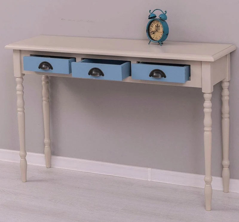 Konsolentisch aus Massivholz | Wandtisch mit gedrehten Beinen