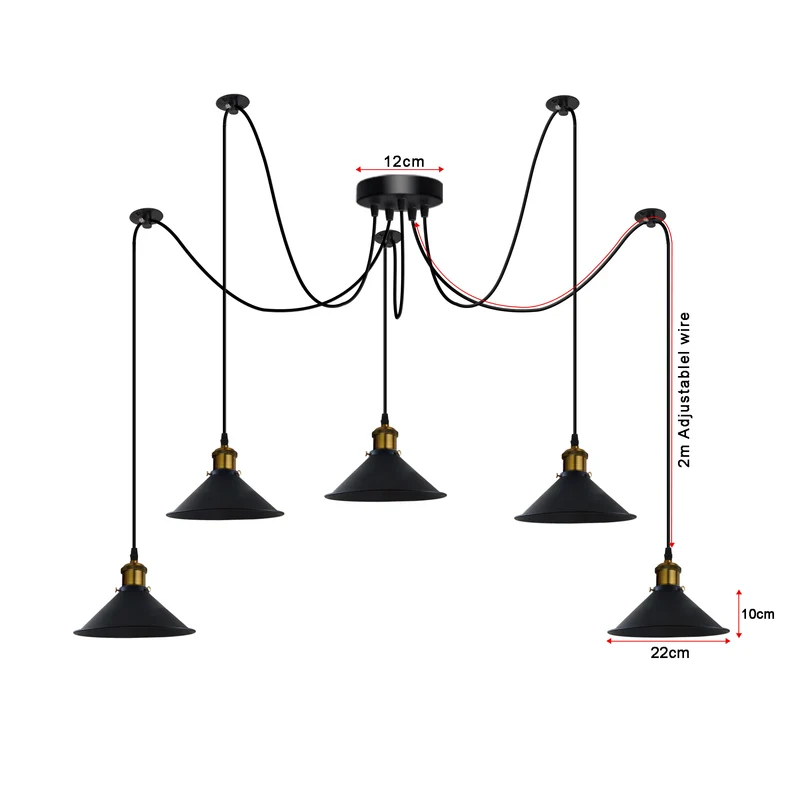 5-WegeVintage Industrial-Stil Spinnenleuchte Hängeleuchte~3082